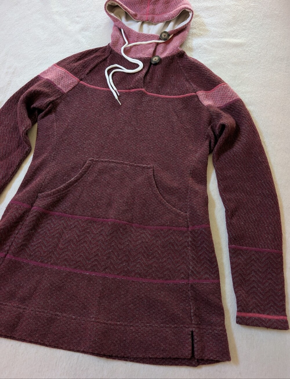 PRANA Caitlyn Hooded Wool Blend Sweater Tunic Pullover